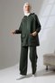 Women's Khaki Green Seasonal Combed Cotton Bottom Top Sports and Comfortable Hijab Suit - 7