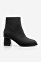 Women's Pointed Toe Side Zipper Stitching Detail Thick Heeled Boots Atirya Black Suede - 3