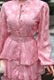 Pink Flounce Striped Layered Dress - 2