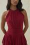 Burgundy Halter Neck Lined Dress - 2