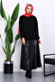 Black Crew Neck Soft Textured Oversized Knitwear Sweater - 2
