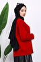 Red Crew Neck Soft Textured Oversized Knitwear Sweater - 4