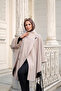 Tricolor Collar Poncho Beige - 2