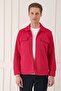 Men's Comfort Fit Flap Pocket Twill Woven Stretch Cotton Red Shirt Jacket g 1561 - 2