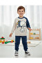 Boy's Transitional Snoopy Printed 2-3-4-5 Years Old Crew Neck Sweatshirt and Sweatpants Nursery Set - 2