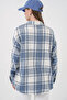 Women's Plaid Pattern Oversized Lumberjack Shirt 3854 Baby Blue - 7