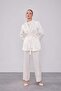 Ecru Houndstooth Pattern Jacquard Jacket Set