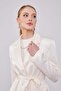 Ecru Houndstooth Pattern Jacquard Jacket Set - 5