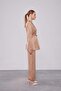 Camel Houndstooth Pattern Jacquard Jacket Set - 3