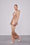 Camel Houndstooth Pattern Jacquard Jacket Set - 2