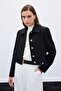 Buttoned Short Jacket - Black - 5