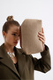 Heybes Women's Brown Piped Jute Straw Clutch Handbag - 7