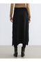 Black Self-Patterned Knit Skirt with Elastic Waist - 4