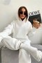 White Thick Hooded Bottom Top Tracksuit Set