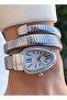 Silver Color Special Design Stone Wrapped Snake Model Women's Wristwatch - 3