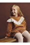 Brown Crew Neck Ruffled Girls' Sweatshirt - 3