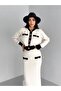 Gold Buttoned and Pocket Detailed Skirted Knitwear Set - 4