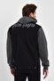 Printed Comfortable Denim Combed Cotton Sleeve Hooded Jeans Coat Black - 5