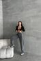 Women's High Waist Palazzochic Wide Leg Baggy Smoked Denim Pants - 3