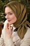 وشاح حريري من نسيج التويل باللون الأخضر الزيتوني على الوجهين - 7