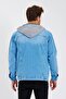 Fur Lined Hooded Denim Coat Anthracite Ice Blue - 5