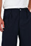 Men's Oversize Flexible Wide Leg Navy Blue Baggy Trousers - 4