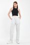 Women's Summer Pallazzo Cotton High-Waist Pants with Elastic Waistband, White