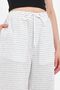 Women's Summer Pallazzo Cotton High-Waist Pants with Elastic Waistband, White - 4