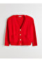 Red V-Neck Oversized Women's Knitwear Cardigan - 5