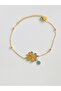 Steel Bracelet with Four Leaf Clover and Blue Bead Detail - 2