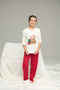 Red Plaid Pattern Cotton Crew Neck Knitted Pajamas Suit 25241126 - 3