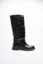 Women's Leather Pull-On Boots Gold Buckle Black Rionna - 2