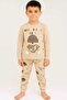 Ecru Teddy Bear 4-5-6 Years Old Children's Top and Bottom Set Pajama Set