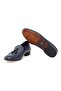 Dark Blue Color Laceless Genuine Leather Men's Shoes - 3