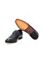 Black Color Laceless Genuine Leather Men's Shoes - 3