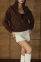 Women's 3 Thread Fleece Lined Hooded Zippered Short Cardigan 1111 - 7