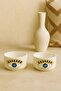 6-Piece White Porcelain Evil Eye Sauce Bowl Turkish Delight Bowl Presentation Bowl Mini Size - 3