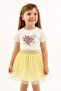Girl's Yellow Butterfly Textured Elastic Waist Skirt - 2