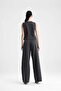 Spello Women's Classic Front Pleated Palazzo Polyviscose Fabric Trousers - 5