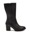 Black Genuine Leather Non-Slip Sole Heeled Women's Boots 86620-1 Z - 2