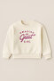 Crew Neck Girl's Sweatshirt and Sweatpants Set (Silvery Printed 3-Thread Thick Fabric) - 3