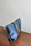 Large Shoulder Bag with Ring Detail on the Straps - Navy Blue - 4