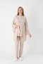 Women's Beige Lace Detailed Special Design Long Sleeve Maternity Pajama Set 3-Piece Set - 2