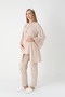 Women's Beige Lace Detailed Special Design Long Sleeve Maternity Pajama Set 3-Piece Set