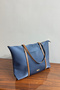 Large Shoulder Bag with Ring Detail on the Straps - Navy Blue - 2