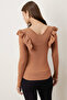 Women's Mink V-Neck Ruffle Detailed Soft Textured Blouse Arm-26K001045 - 4