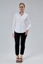 White Cotton Satin Lycra King Striped Fabric and Button Detailed Slim Fit Women's Shirt - 3