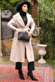 Beige Angora Coat with Knitted Sleeves - 2