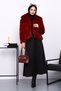 Burgundy Lined Short Fur Coat - 2