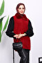 Burgundy Collar Angora Knit Vest with Pockets - 3